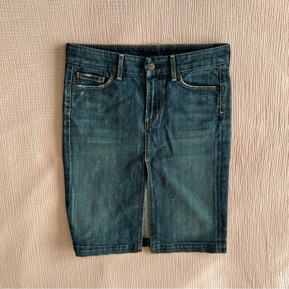 Y2K Citizens of Humanity Sophia #300 Knee Length Blue Stretch Denim Skirt 26